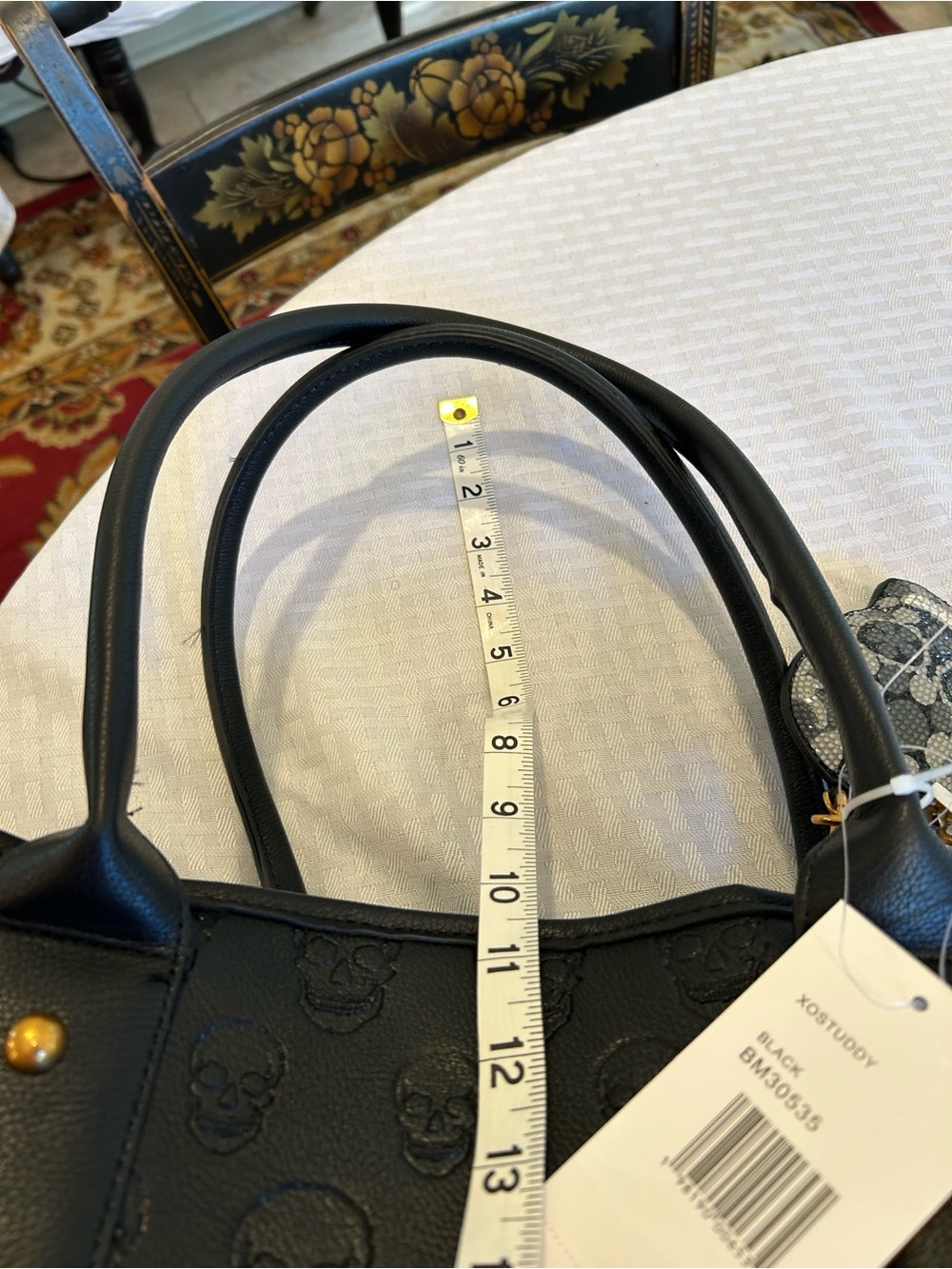Betsey Johnson XOSTUDDY Large Black Tote Handbag with Skull Embossing BNWT - Picture 10 of 15